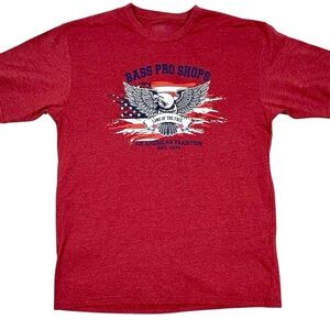 Bass Pro Shops Mens Red Short Sleeve Tee Eagle Land Of The Free USA Flag 3XL
